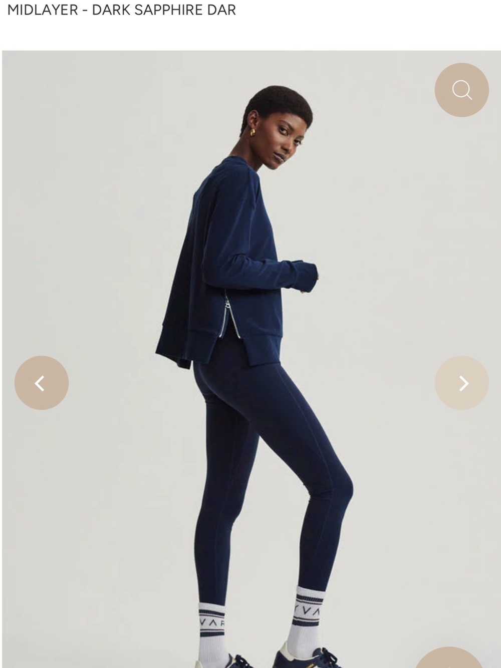Varley Dark Sapphire Zip-Side Midlayer Sweatshirt
